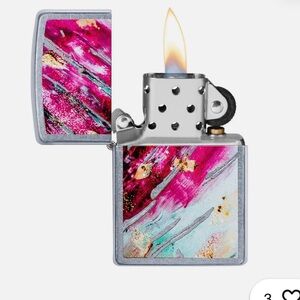 Zippo Mosaik Pink Chrome Lighter, NWT